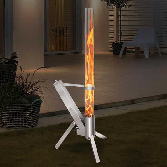 FlameTower 360 – Outdoor Pellet Patio Heater with Panoramic Glass Tube