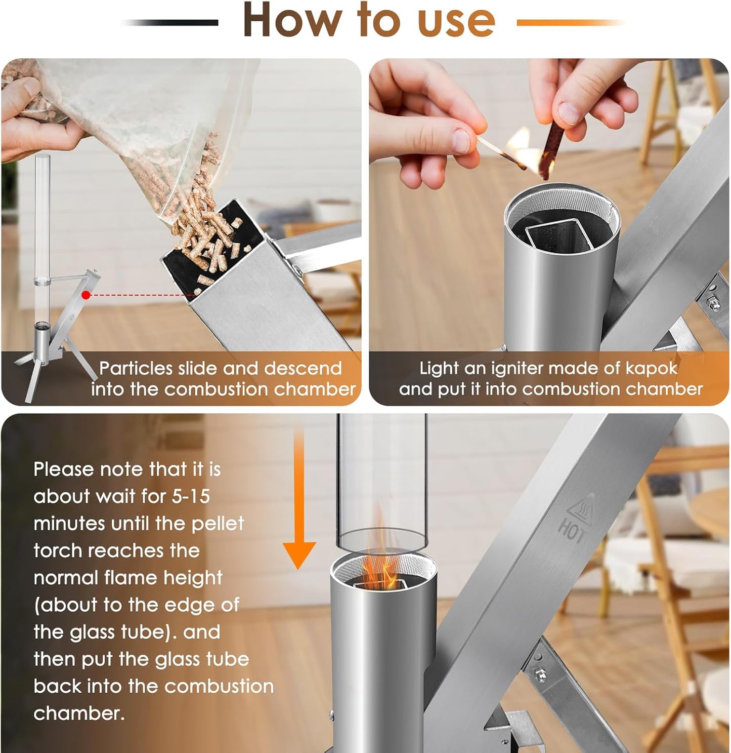 FlameTower 360 – Outdoor Pellet Patio Heater with Panoramic Glass Tube