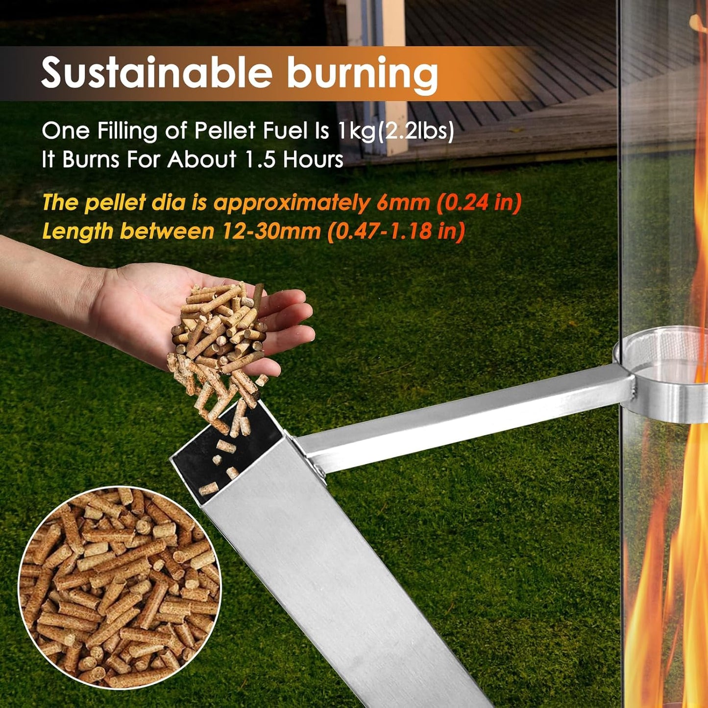 FlameTower 360 – Outdoor Pellet Patio Heater with Panoramic Glass Tube