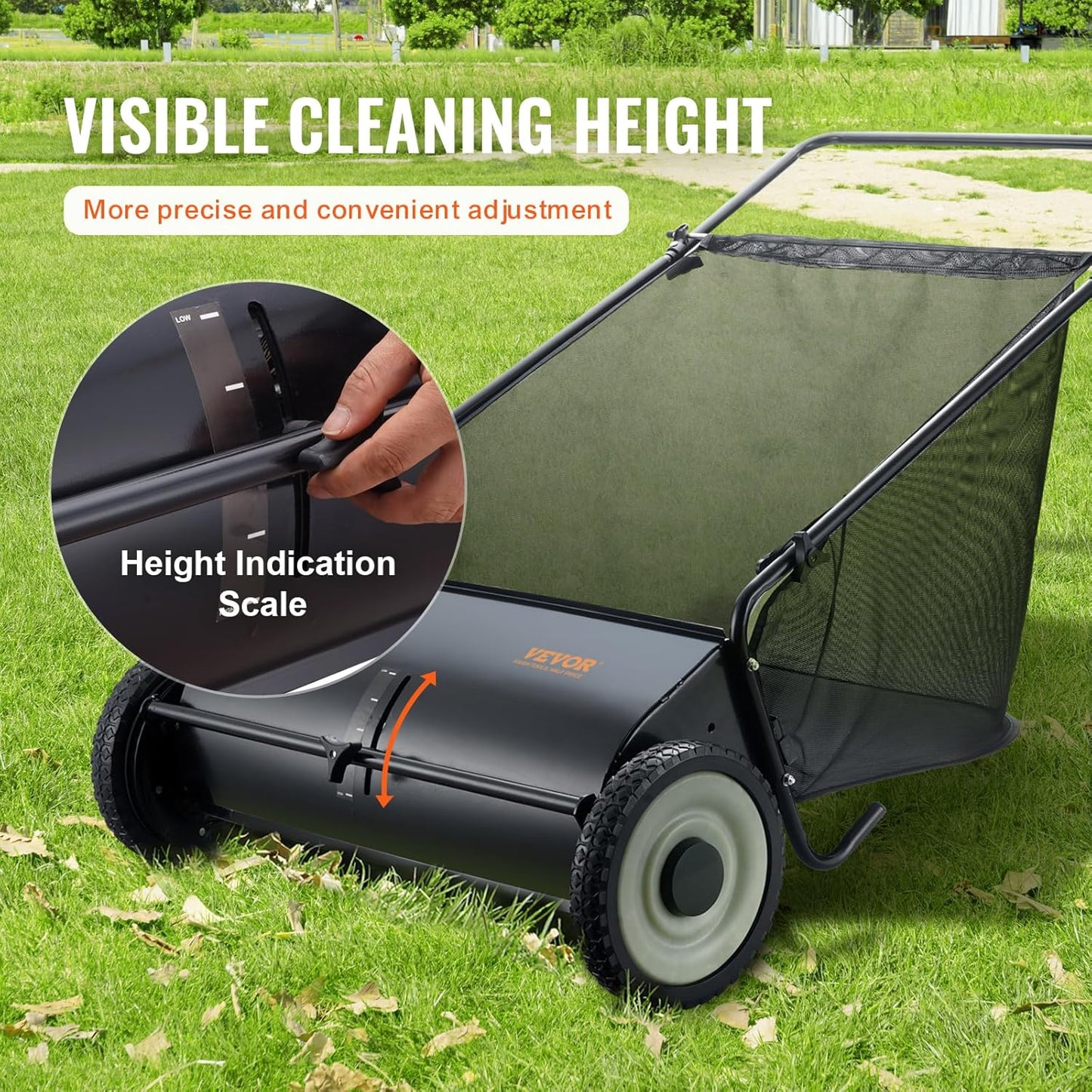 LawnMaster | Hand-Push Lawn Sweeper with Extra-Large Collector